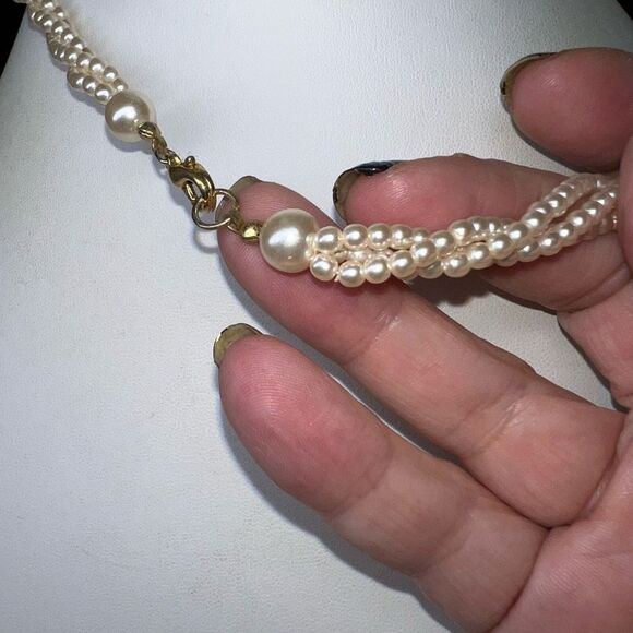Vintage MCM Faux Pearl Braided Necklace - Picture 4 of 6